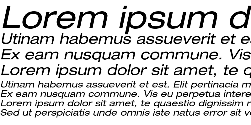 Sample of Helvetica Neue LT Pro 53 Extended Oblique