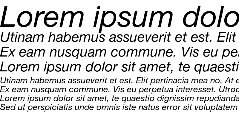 Sample of Helvetica Neue LT Pro 56 Italic