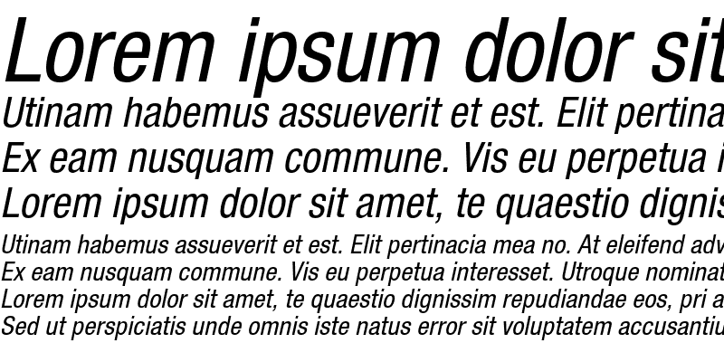 Sample of Helvetica Neue LT Pro 57 Condensed Oblique