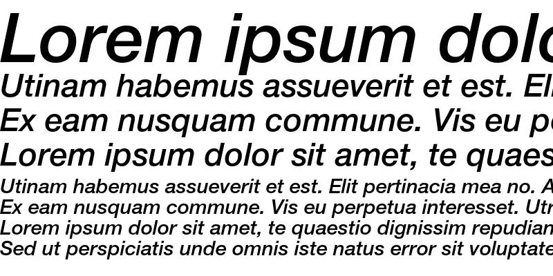 Sample of Helvetica Neue LT Pro 66 Medium Italic