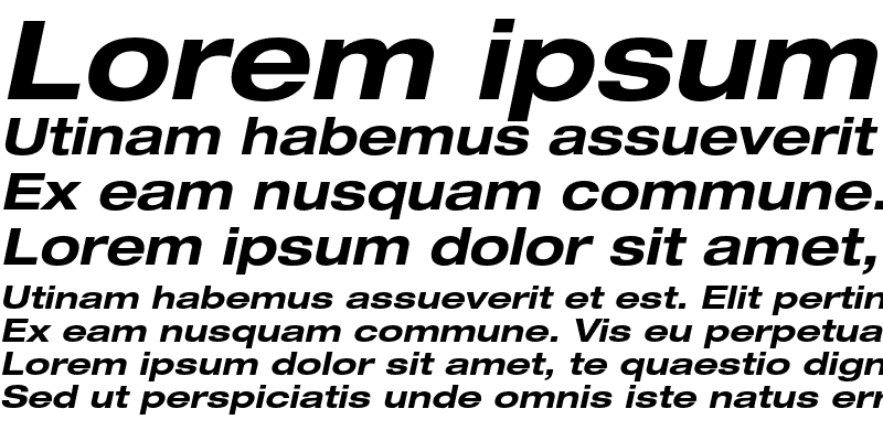 Sample of Helvetica Neue LT Pro 73 Bold Extended Oblique