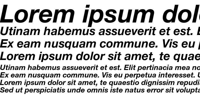 Sample of Helvetica Neue LT Pro 76 Bold Italic