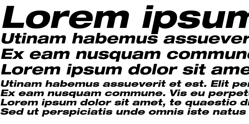 Sample of Helvetica Neue LT Pro 83 Heavy Extended Oblique