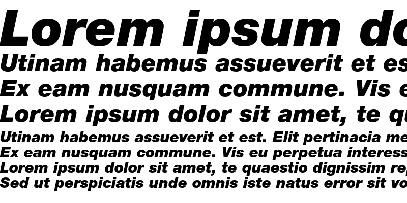 Sample of Helvetica Neue LT Pro 96 Black Italic