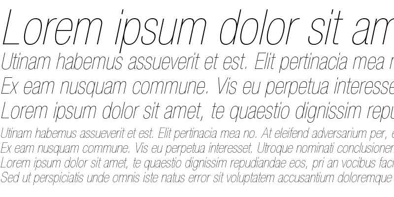 Sample of Helvetica Neue LT Std 27 Ultra Light Condensed Oblique
