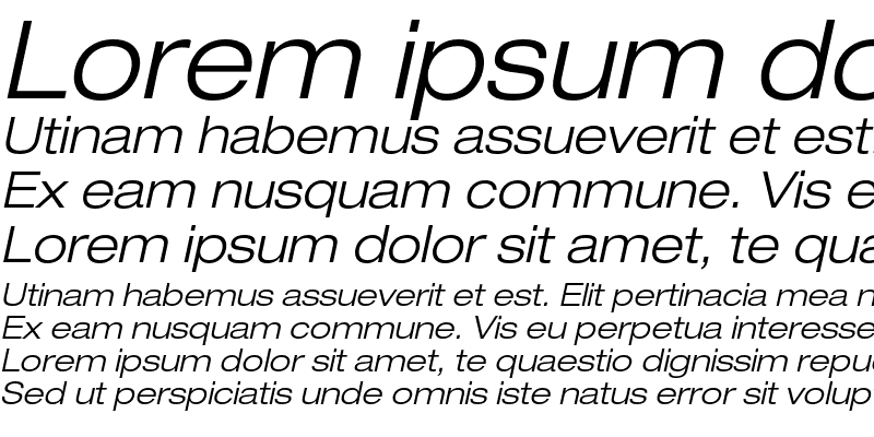 Sample of Helvetica Neue LT Std 43 Light Extended Oblique