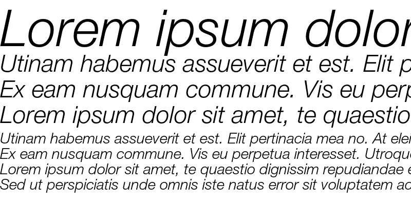Sample of Helvetica Neue LT Std 46 Light Italic