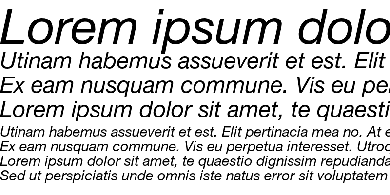 Sample of Helvetica Neue LT Std 56 Italic