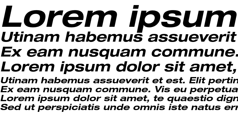 Sample of Helvetica Neue LT Std 73 Bold Extended Oblique