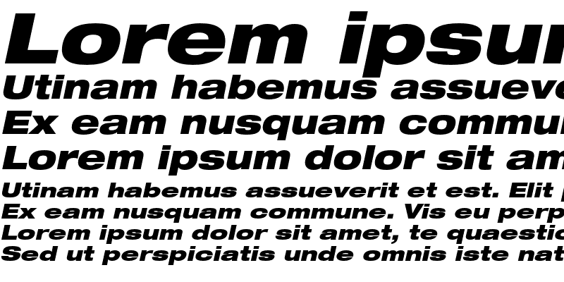 Sample of Helvetica Neue LT Std 93 Black Extended Oblique