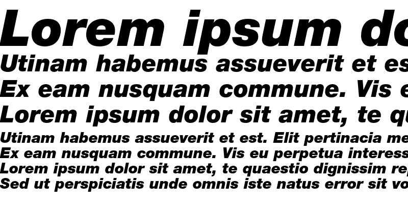 Sample of Helvetica Neue LT Std 96 Black Italic