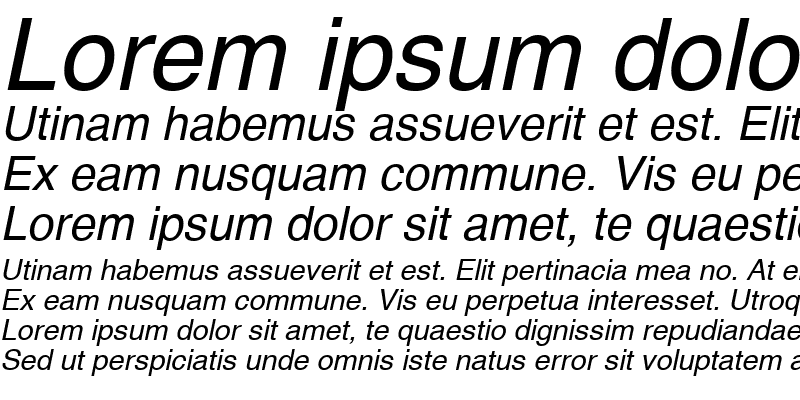 Sample of Helvetica Oblique