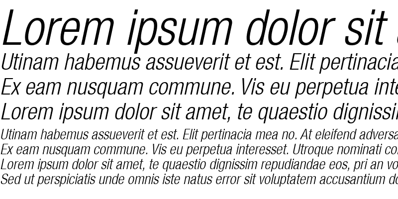 Sample of Helvetica47-CondensedLight LightItalic