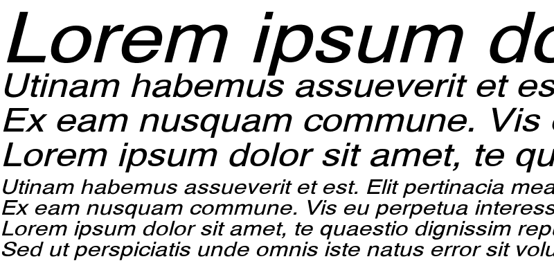 Sample of HelveticaExtObl-Normal Regular