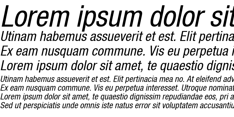 Sample of HelveticaNeue CondensedObl