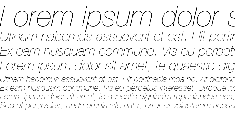 Sample of HelveticaNeue LT 25 UltLight Italic