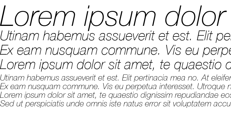 Sample of HelveticaNeue LT 35 Thin Italic