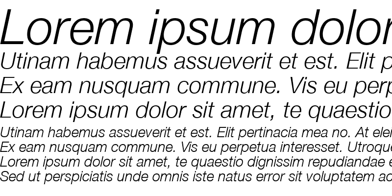 Sample of HelveticaNeue LT 45 Light Italic