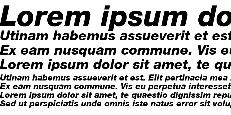 Sample of HelveticaNeue LT 65 Medium Bold Italic