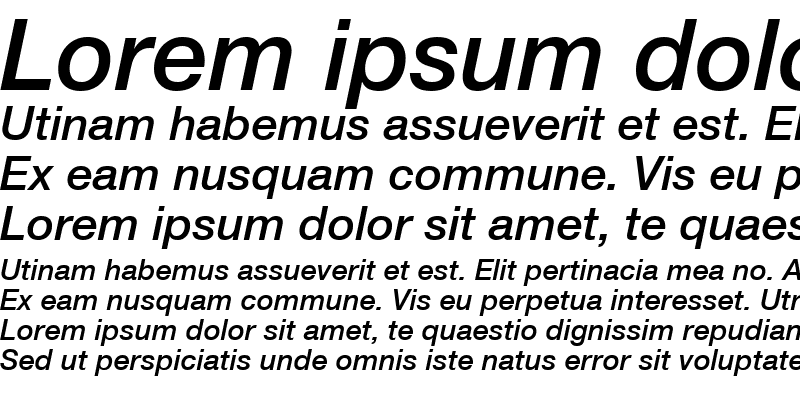 Sample of HelveticaNeue LT 65 Medium Italic
