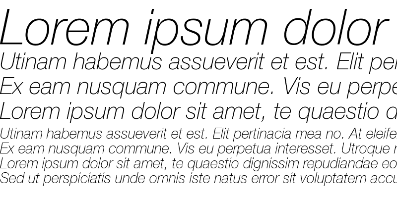 Sample of HelveticaNeueCyr Thin Italic