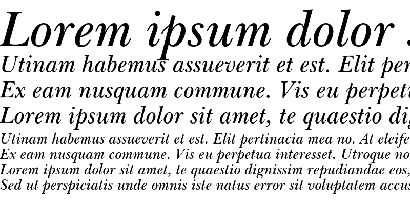 Sample of ITC New Baskerville Semi Bold Italic