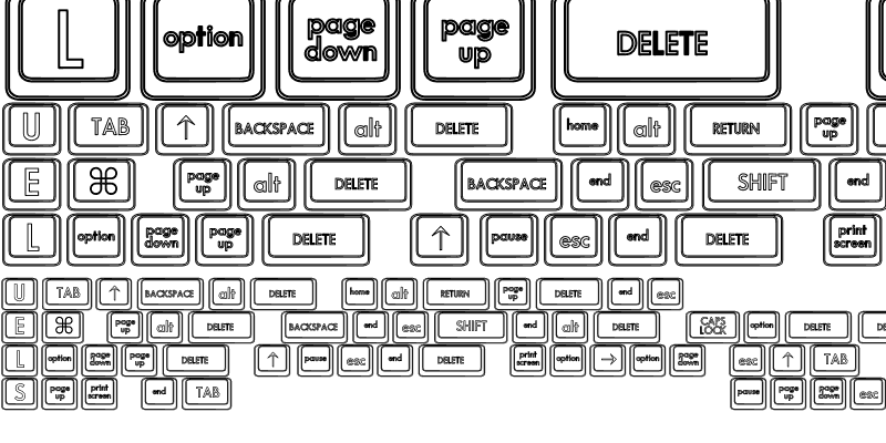 Sample of Keyboard KeysHo Hollow Regular
