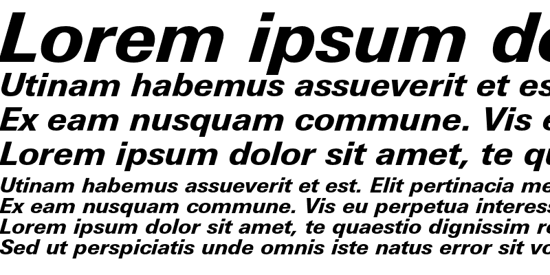 Sample of LinotypeUnivers BasicHeavy Italic