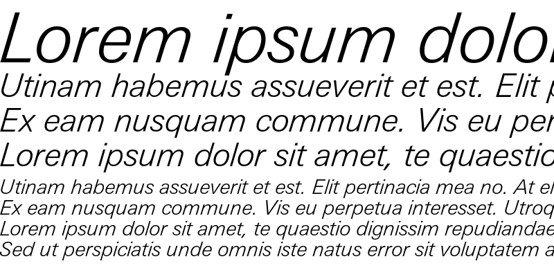 Sample of LinotypeUnivers BasicLight Italic