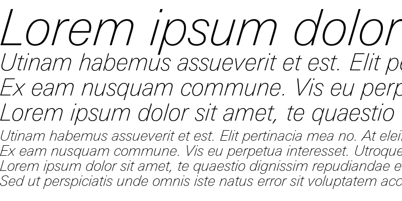 Sample of LinotypeUnivers BasicThin Italic