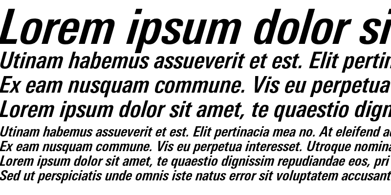 Sample of LinotypeUnivers Cond Bold Italic