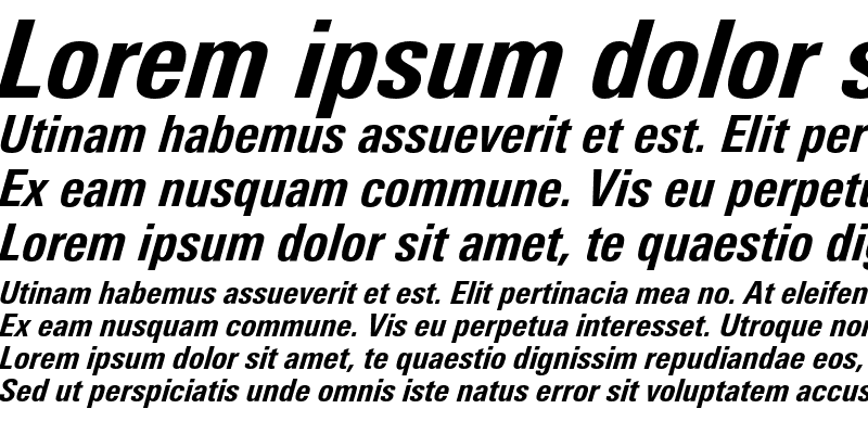 Sample of LinotypeUnivers CondHeavy Italic