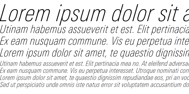 Sample of LinotypeUnivers CondThin Italic
