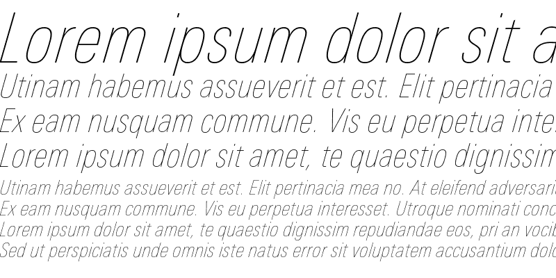 Sample of LinotypeUnivers CondUltraLight Italic