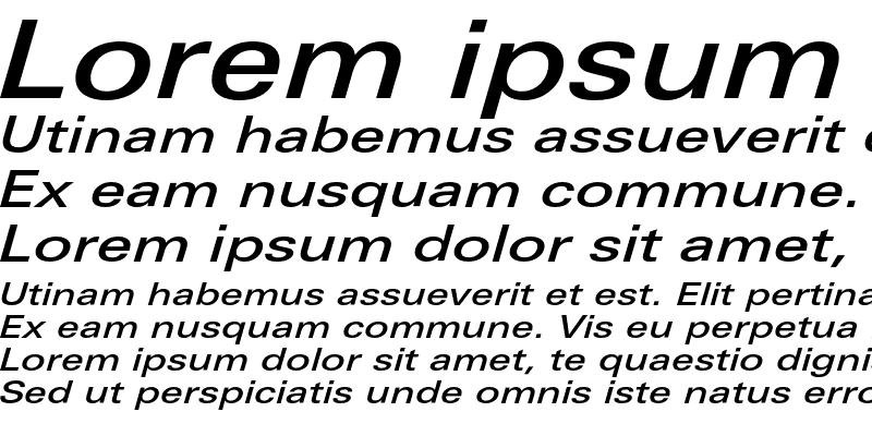 Sample of LinotypeUnivers Extd Medium Italic