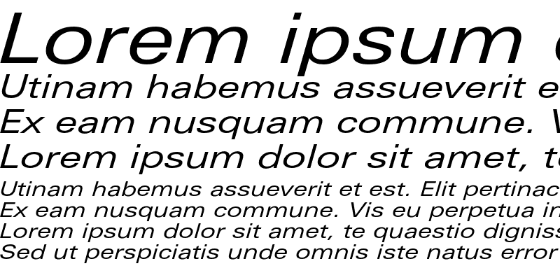 Sample of LinotypeUnivers Extd Regular Italic