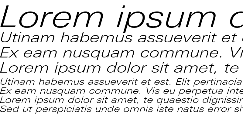 Sample of LinotypeUnivers ExtdLight Italic