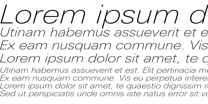 Sample of LinotypeUnivers ExtendedThin Italic