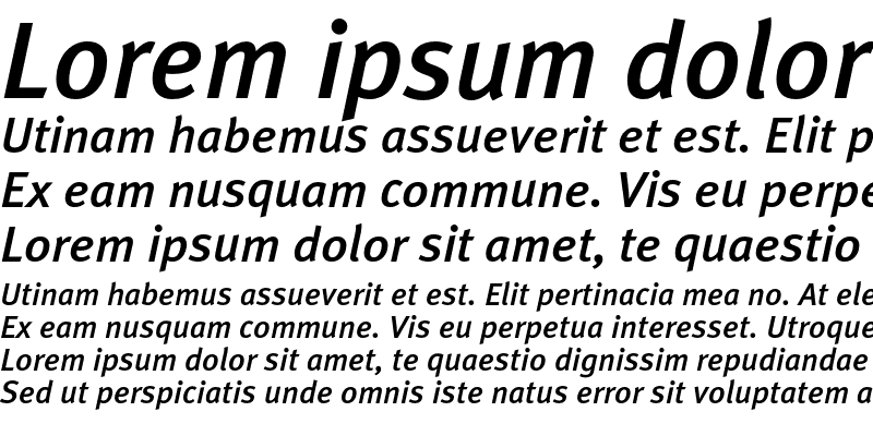Sample of MetaPlusLining Medium Italic