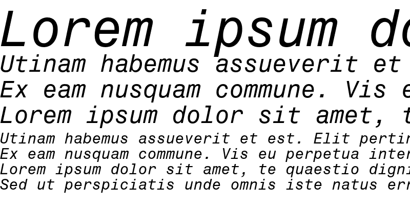 Sample of Monospace 821 Italic
