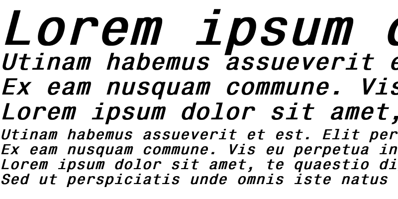Sample of Monospace821 Bold Italic
