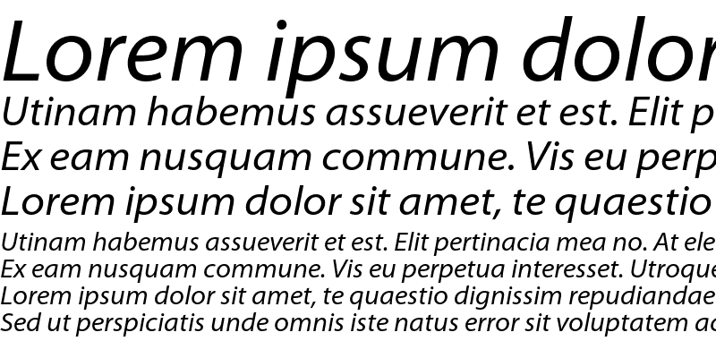 Sample of Myriad Pro SemiExtended Italic