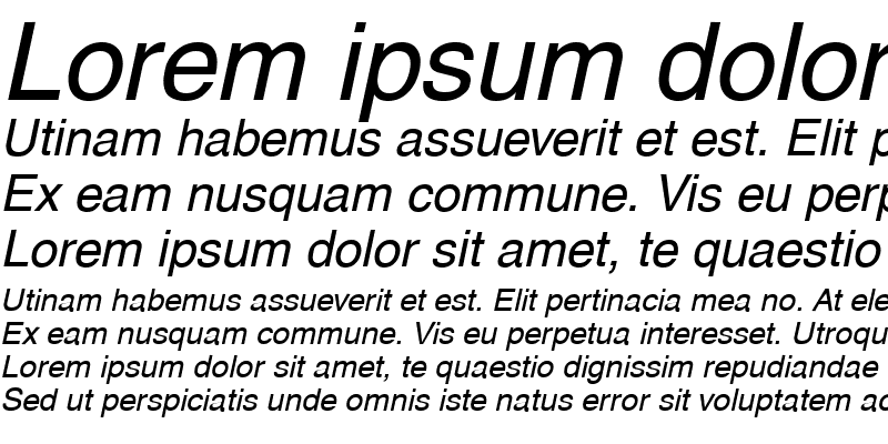 Sample of NewZurica Italic