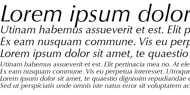 Sample of Optima LT Italic