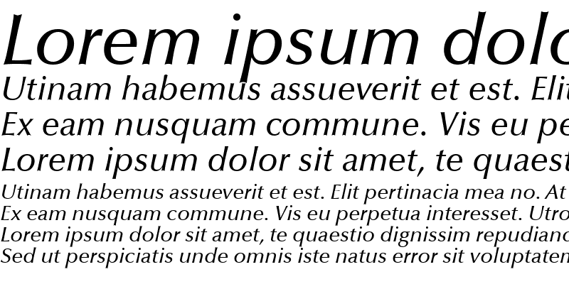 Sample of Optima LT Medium Italic