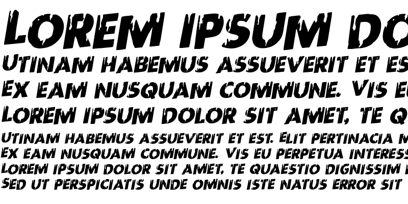 Sample of Red Undead Staggered Rotalic Italic