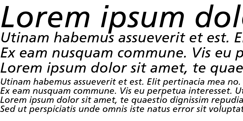 Sample of SALFrutiger Italic