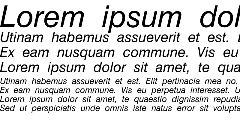 Sample of SL Swiss Italic