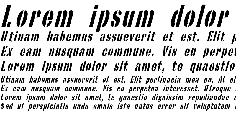Sample of StencilSans Condensed Italic