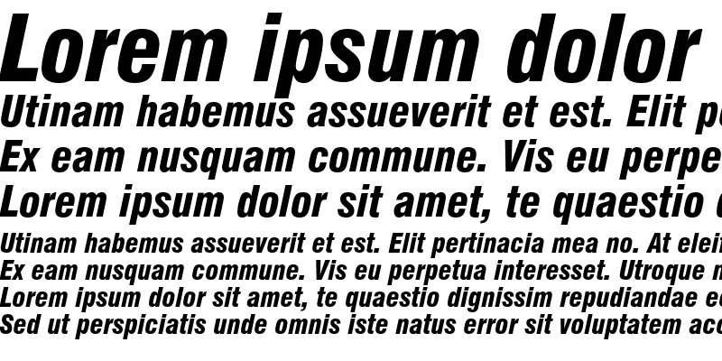 Sample of Swiss 721 Black Condensed Italic
